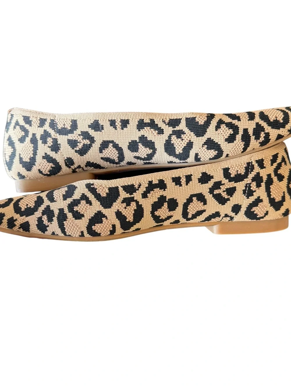 VIVAIA - Margot 2.0 Leopard Knit Square Toe Ballet Flats Sz 7.5 EU 38.5